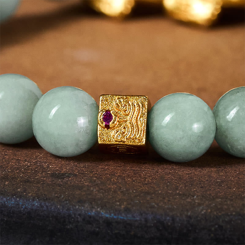 Fortune Jewel Golden Pi Xiu Charm Jade Luck Prosperity Beaded Bracelet - Fortune Jewel