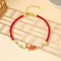 Buddha Stones 925 Sterling Silver Koi Fish Design Red String Blessing Bracelet - Fortune Jewel