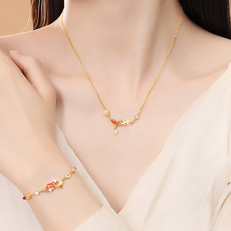 Buddha Stones 925 Sterling Silver Koi Fish Design Red String Blessing Bracelet - Fortune Jewel