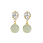 Buddha Stones 925 Sterling Silver Waterdrop Design Hetian Jade Bead Prosperity Earrings - Fortune Jewel