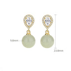 Buddha Stones 925 Sterling Silver Waterdrop Design Hetian Jade Bead Prosperity Earrings - Fortune Jewel