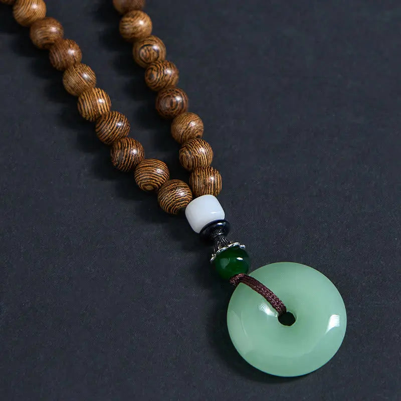 Fortune Jewel Wenge Wood Peace Buckle Balance Tranquility Pendant Necklace Fortune Jewel