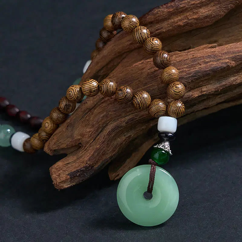 Fortune Jewel Wenge Wood Peace Buckle Balance Tranquility Pendant Necklace Fortune Jewel