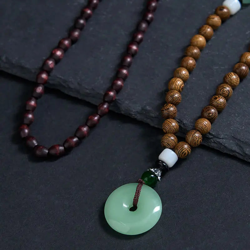Fortune Jewel Wenge Wood Peace Buckle Balance Tranquility Pendant Necklace Fortune Jewel