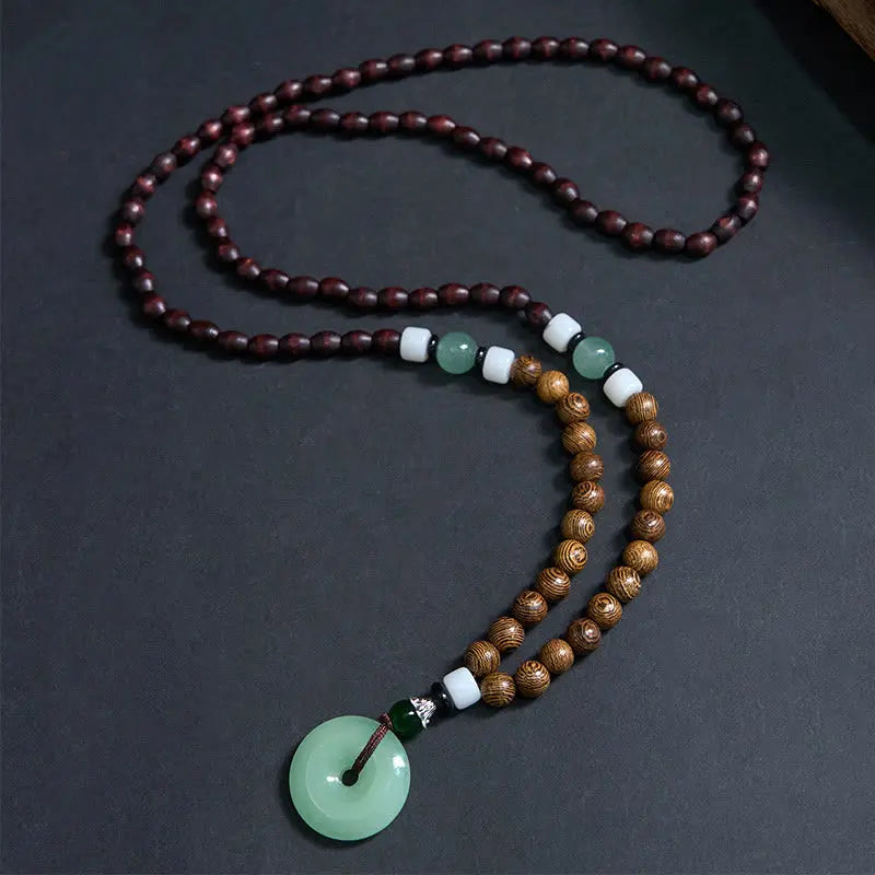 Fortune Jewel Wenge Wood Peace Buckle Balance Tranquility Pendant Necklace Fortune Jewel