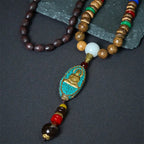 Fortune Jewel Vintage Nepal Avalokitesvara Harmony Coconut Shell Beads Pendant Necklace Fortune Jewel