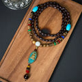 Fortune Jewel Vintage Nepal Avalokitesvara Harmony Coconut Shell Beads Pendant Necklace Fortune Jewel