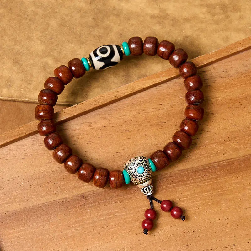 Fortune Jewel Bone Beads Vajra Three-eyed Dzi Bead Luck Bracelet Fortune Jewel