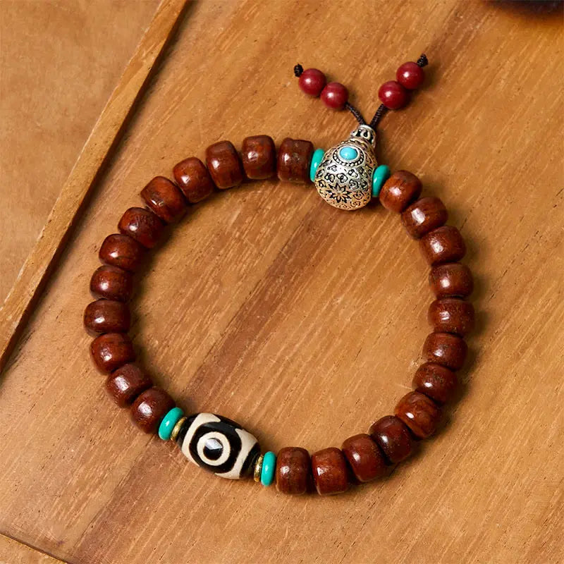 Fortune Jewel Bone Beads Vajra Three-eyed Dzi Bead Luck Bracelet Fortune Jewel
