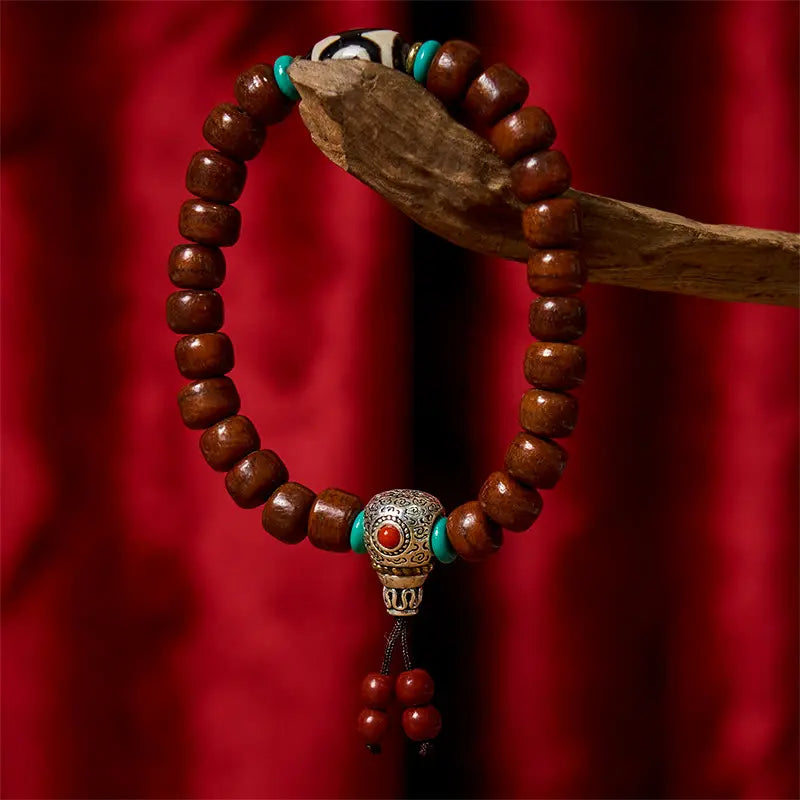 Fortune Jewel Bone Beads Vajra Three-eyed Dzi Bead Luck Bracelet Fortune Jewel