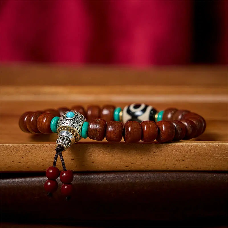Fortune Jewel Bone Beads Vajra Three-eyed Dzi Bead Luck Bracelet Fortune Jewel