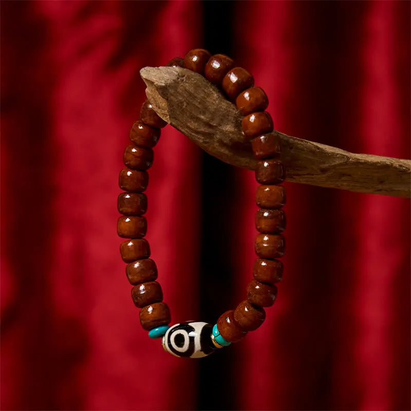 Fortune Jewel Bone Beads Vajra Three-eyed Dzi Bead Luck Bracelet Fortune Jewel