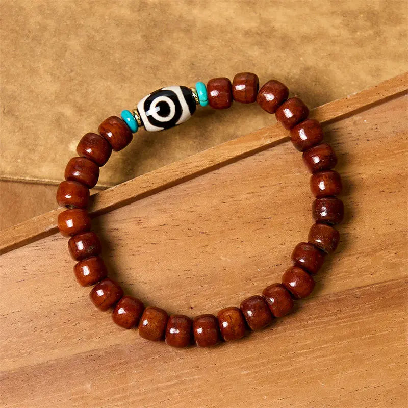 Fortune Jewel Bone Beads Vajra Three-eyed Dzi Bead Luck Bracelet Fortune Jewel