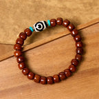 Fortune Jewel Bone Beads Vajra Three-eyed Dzi Bead Luck Bracelet Fortune Jewel