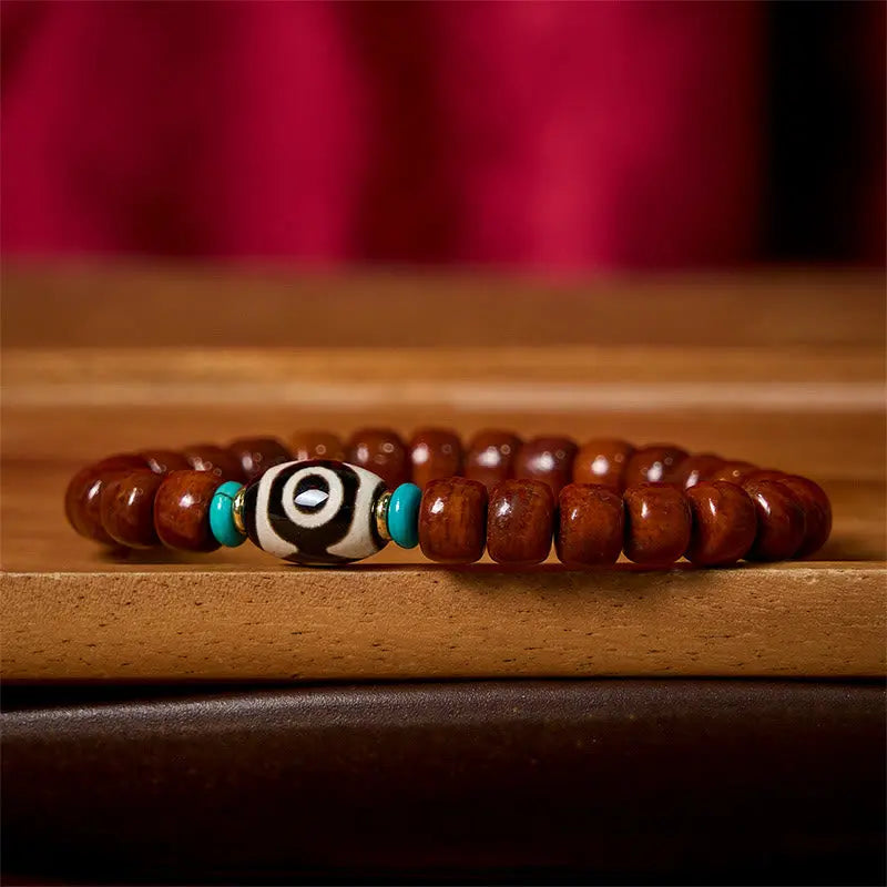 Fortune Jewel Bone Beads Vajra Three-eyed Dzi Bead Luck Bracelet Fortune Jewel
