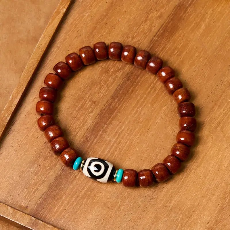 Fortune Jewel Bone Beads Vajra Three-eyed Dzi Bead Luck Bracelet Fortune Jewel
