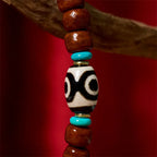 Fortune Jewel Bone Beads Vajra Three-eyed Dzi Bead Luck Bracelet Fortune Jewel