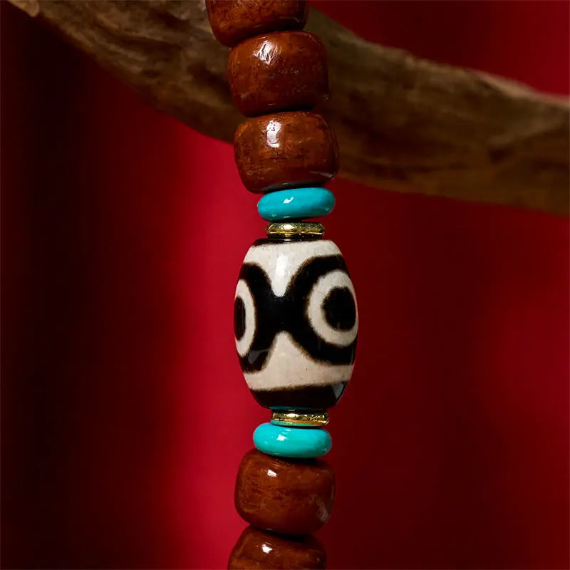 Fortune Jewel Bone Beads Vajra Three-eyed Dzi Bead Luck Bracelet Fortune Jewel
