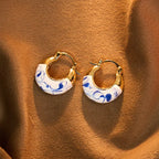 Fortune Jewel Copper Plated 18k Gold Enamel Glaze Healing Luck U-shaped Earrings Fortune Jewel