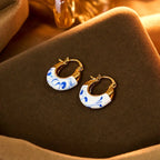 Fortune Jewel Copper Plated 18k Gold Enamel Glaze Healing Luck U-shaped Earrings Fortune Jewel
