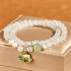 Fortune Jewel Year Of The Horse Chrysoberyl Glass Bead Peace Love Double-layered Bracelet Fortune Jewel