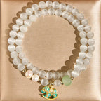 Fortune Jewel Year Of The Horse Chrysoberyl Glass Bead Peace Love Double-layered Bracelet Fortune Jewel