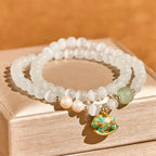 Fortune Jewel Year Of The Horse Chrysoberyl Glass Bead Peace Love Double-layered Bracelet Fortune Jewel