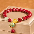 Buddha Stones Year Of The Horse Natural Cinnabar Red Agate Calm Confidence Bracelet Fortune Jewel