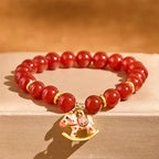 Buddha Stones Year Of The Horse Natural Cinnabar Red Agate Calm Confidence Bracelet Fortune Jewel