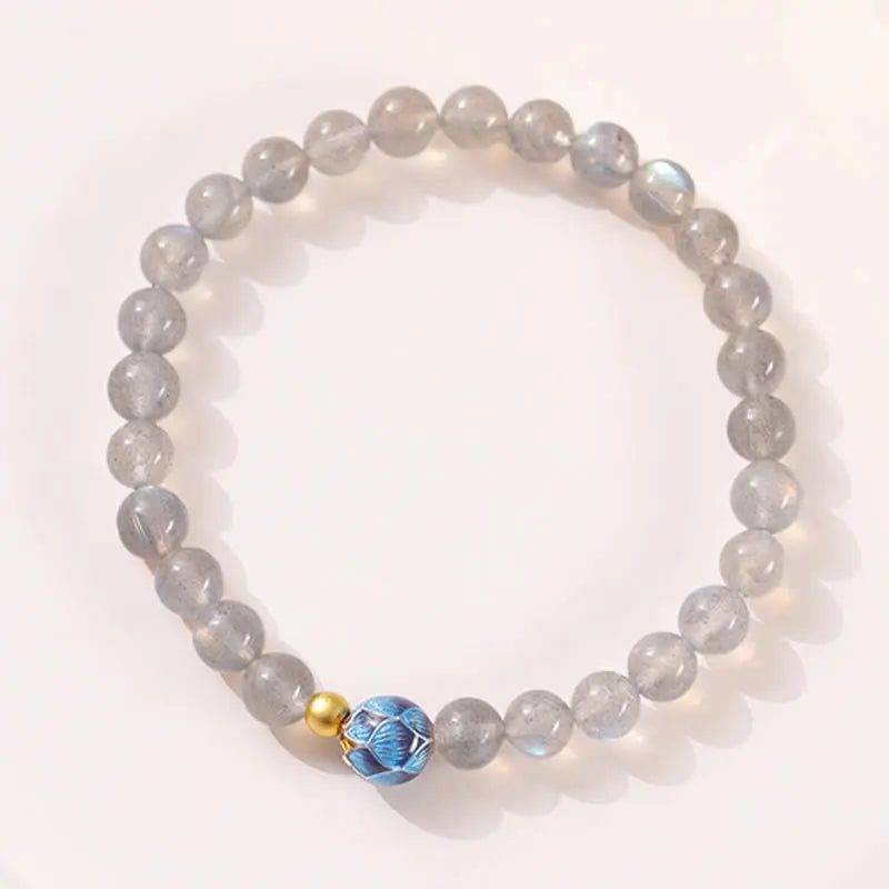 Fortune Jewel Natural Moonstone Lotus Love Charming Bracelet Fortune Jewel
