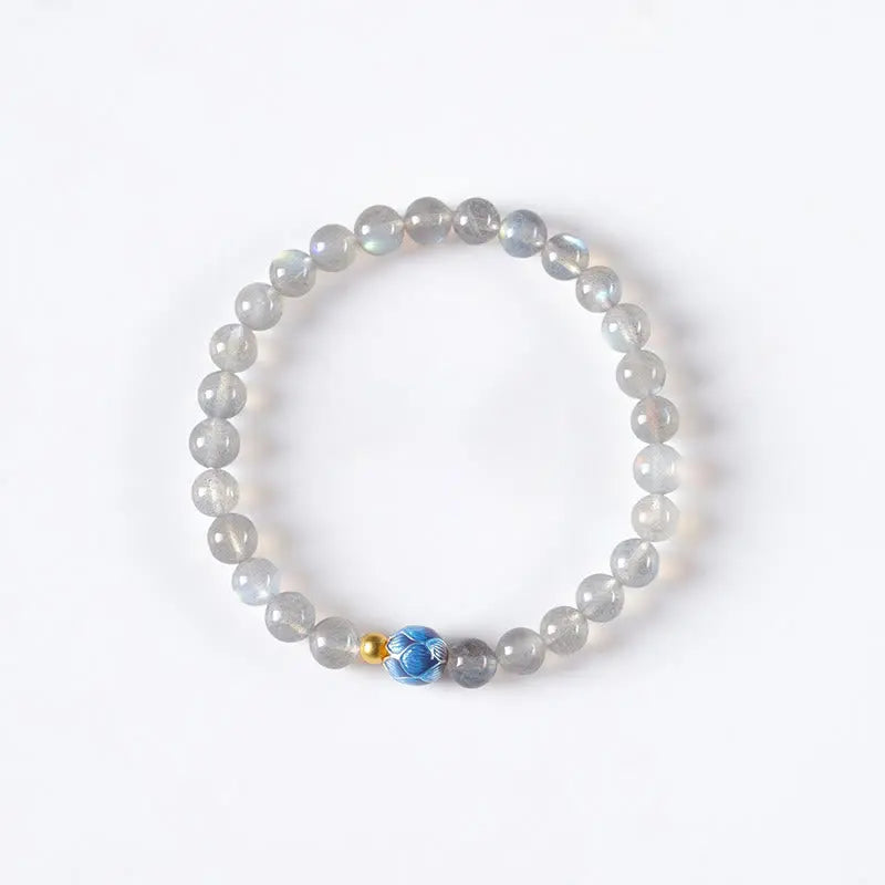 Fortune Jewel Natural Moonstone Lotus Love Charming Bracelet Fortune Jewel