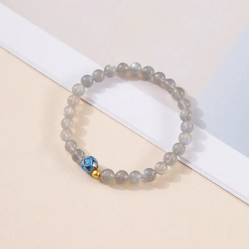 Fortune Jewel Natural Moonstone Lotus Love Charming Bracelet Fortune Jewel