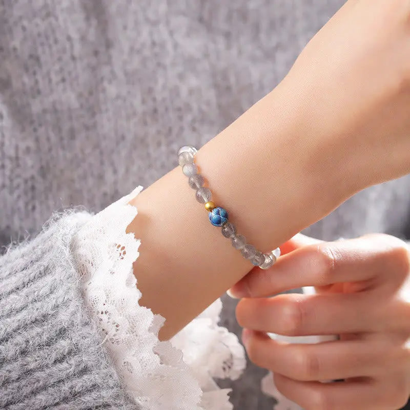 Fortune Jewel Natural Moonstone Lotus Love Charming Bracelet Fortune Jewel