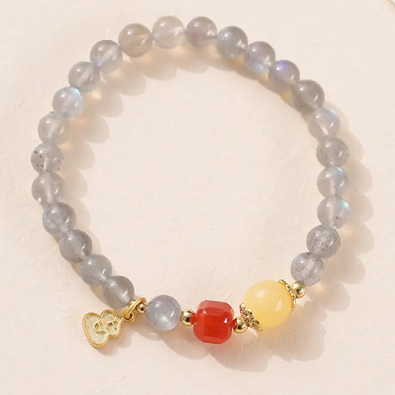 Fortune Jewel Natural Moonstone Lotus Love Charming Bracelet Fortune Jewel