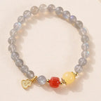 Fortune Jewel Natural Moonstone Lotus Love Charming Bracelet Fortune Jewel