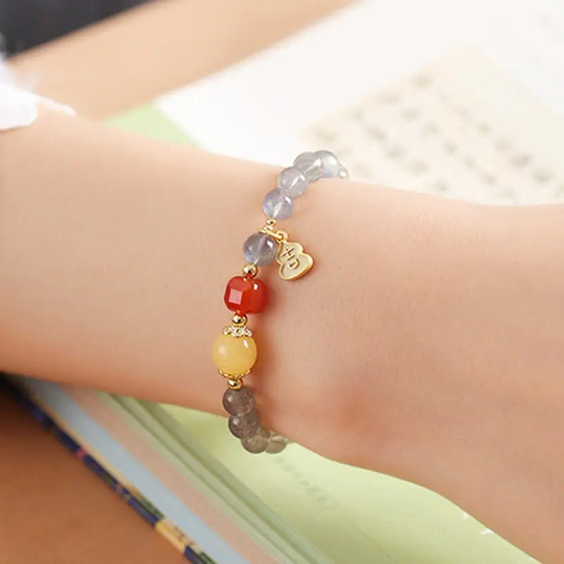 Fortune Jewel Natural Moonstone Lotus Love Charming Bracelet Fortune Jewel