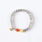 Fortune Jewel Natural Moonstone Lotus Love Charming Bracelet Fortune Jewel