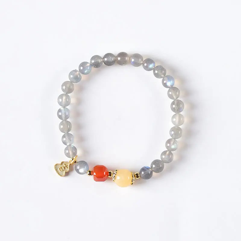 Fortune Jewel Natural Moonstone Lotus Love Charming Bracelet Fortune Jewel