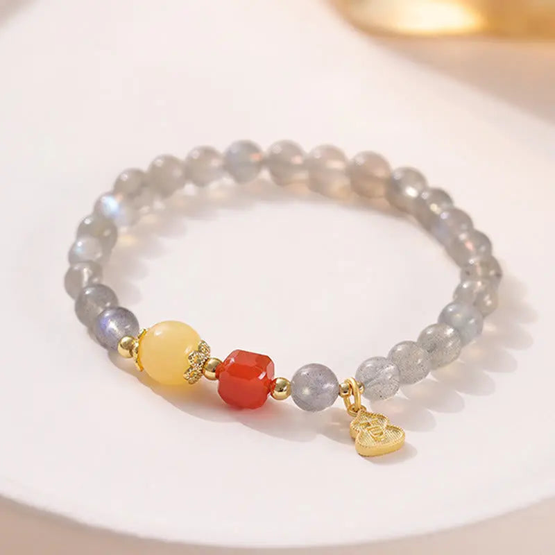 Fortune Jewel Natural Moonstone Lotus Love Charming Bracelet Fortune Jewel
