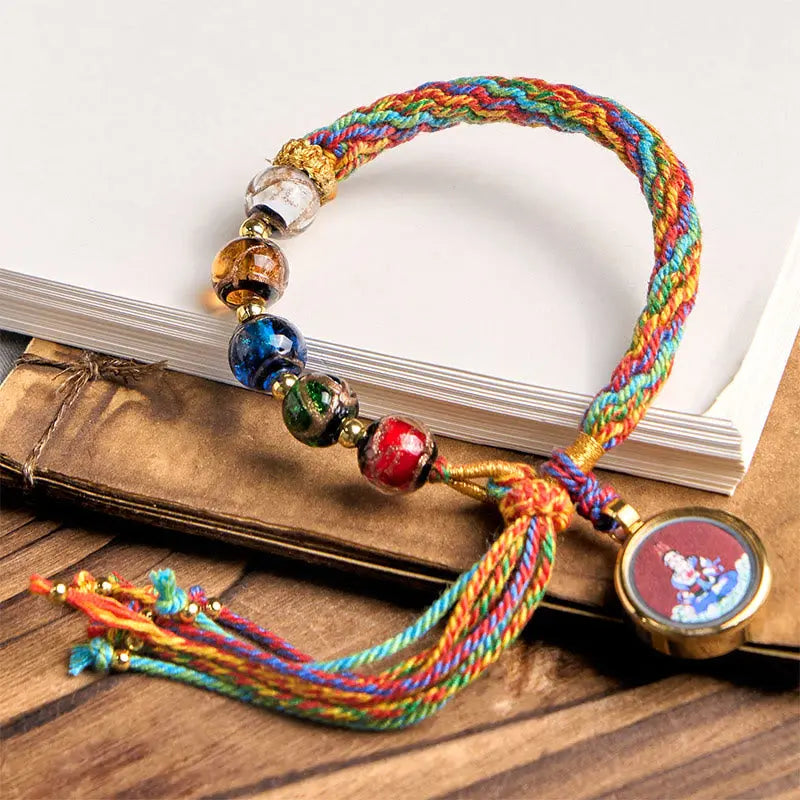 Fortune Jewel Thangka Chinese Zodiac Natal Buddha Cinnabar Blessing String Bracelet Fortune Jewel