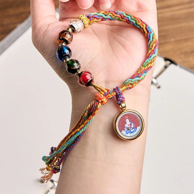 Fortune Jewel Thangka Chinese Zodiac Natal Buddha Cinnabar Blessing String Bracelet Fortune Jewel