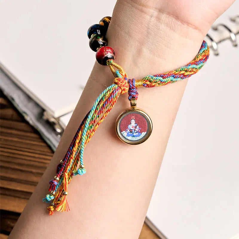 Fortune Jewel Thangka Chinese Zodiac Natal Buddha Cinnabar Blessing String Bracelet Fortune Jewel