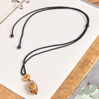 Fortune Jewel Tibetan Agate Carved God of Wealth Nine-eye Dzi Bead Blessing Necklace Pendant Fortune Jewel