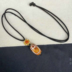 Fortune Jewel Tibetan Agate Carved God of Wealth Nine-eye Dzi Bead Blessing Necklace Pendant Fortune Jewel