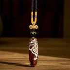 Fortune Jewel Tibetan Agate Dragon Pattern Nine-eye Dzi Protection Necklace Pendant Fortune Jewel