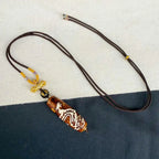 Fortune Jewel Tibetan Agate Dragon Pattern Nine-eye Dzi Protection Necklace Pendant Fortune Jewel