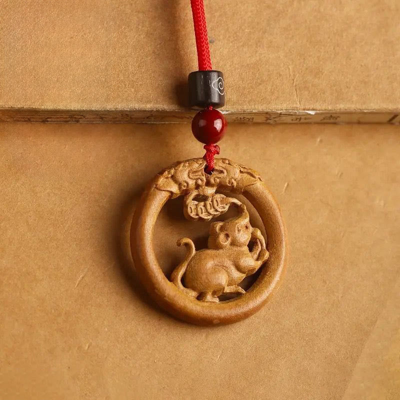 Buddha Stones Peach Wood Chinese Zodiac Year Of The Horse Ward Off Evil Spirits Necklace Pendants - Fortune Jewel