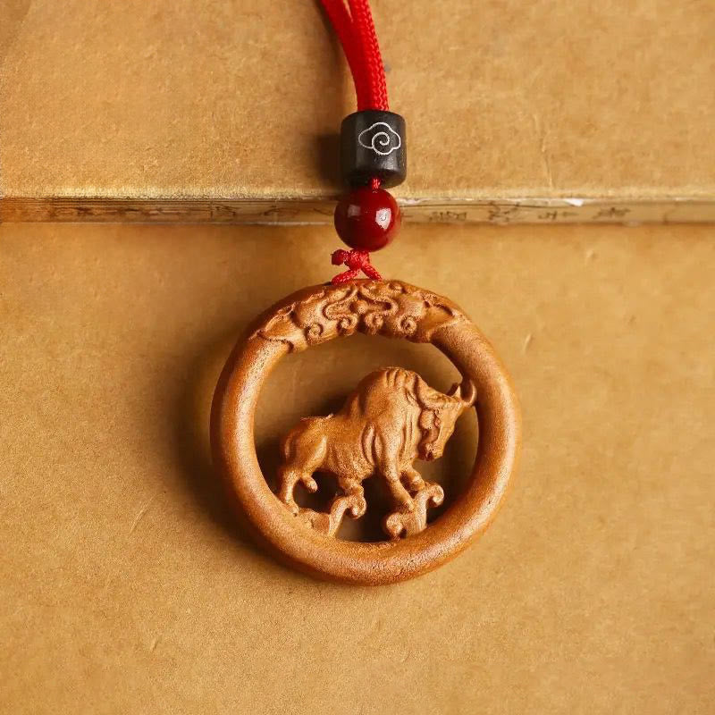 Buddha Stones Peach Wood Chinese Zodiac Year Of The Horse Ward Off Evil Spirits Necklace Pendants - Fortune Jewel