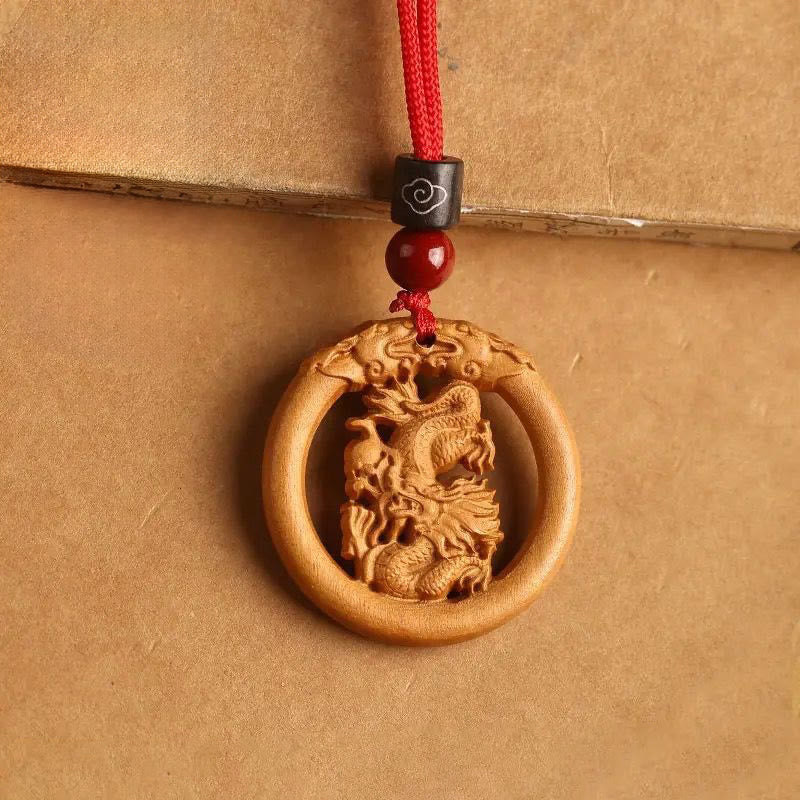 Buddha Stones Peach Wood Chinese Zodiac Year Of The Horse Ward Off Evil Spirits Necklace Pendants - Fortune Jewel