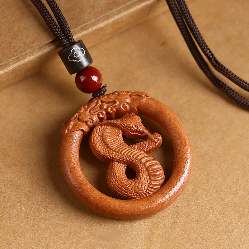 Buddha Stones Peach Wood Chinese Zodiac Year Of The Horse Ward Off Evil Spirits Necklace Pendants - Fortune Jewel